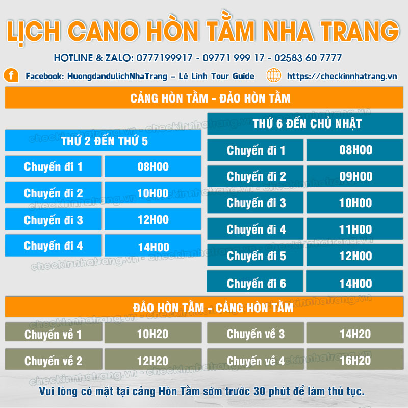Lịch cano Hòn Tằm Nha Trang